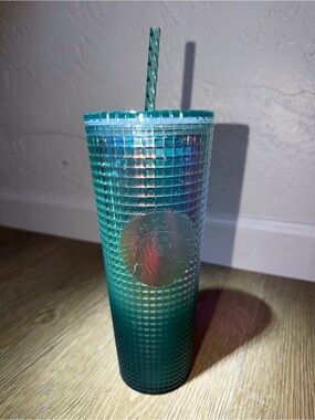 Starbucks Iridescent Teal Studded Tumbler with Matching Straw